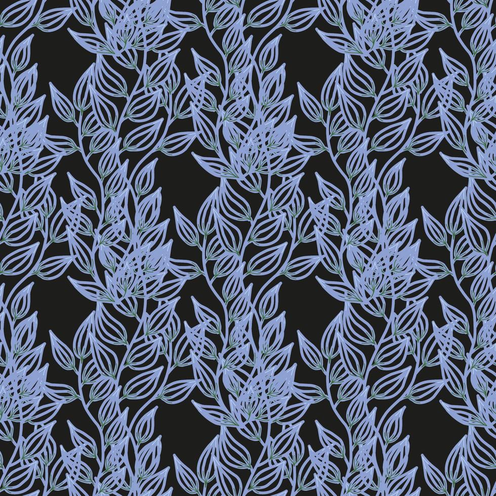 Seamless pattern with vertical pattern of leaves. Black background. Trendy design seamless with branches vector