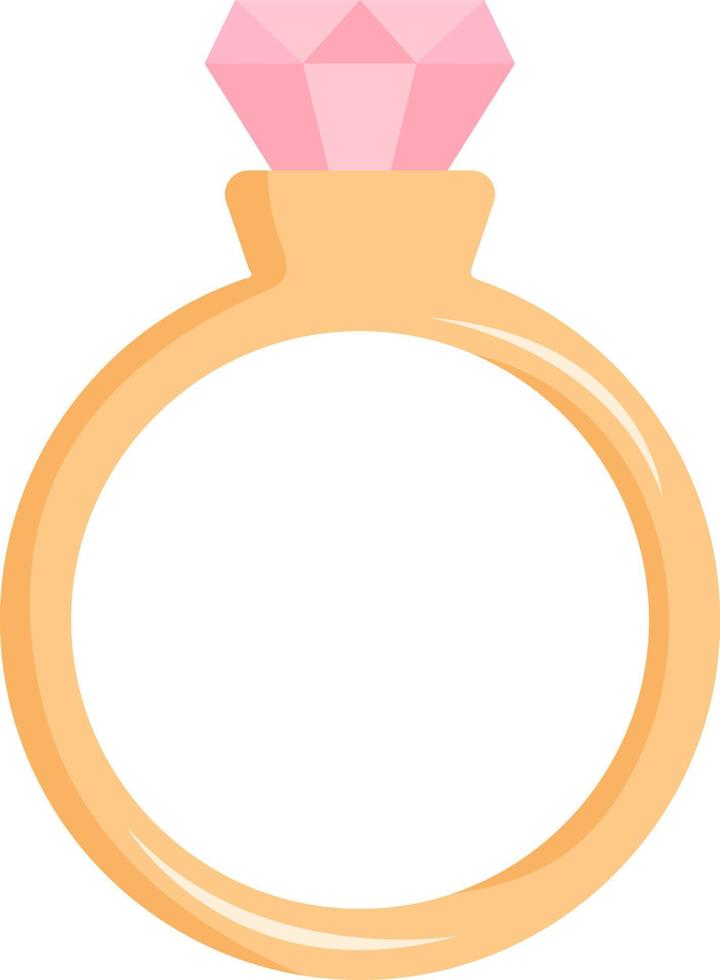 Cute engagement ring with pink diamond colorful on white background isolated icon for Valentines Day vector