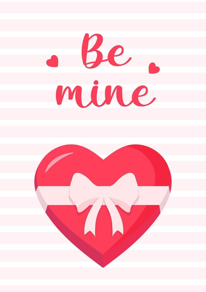 Valentines day background with heart shaped gift box and text. Editable vector illustration for website, invitation,postcard and sticker. Wording include Be my Valentine.