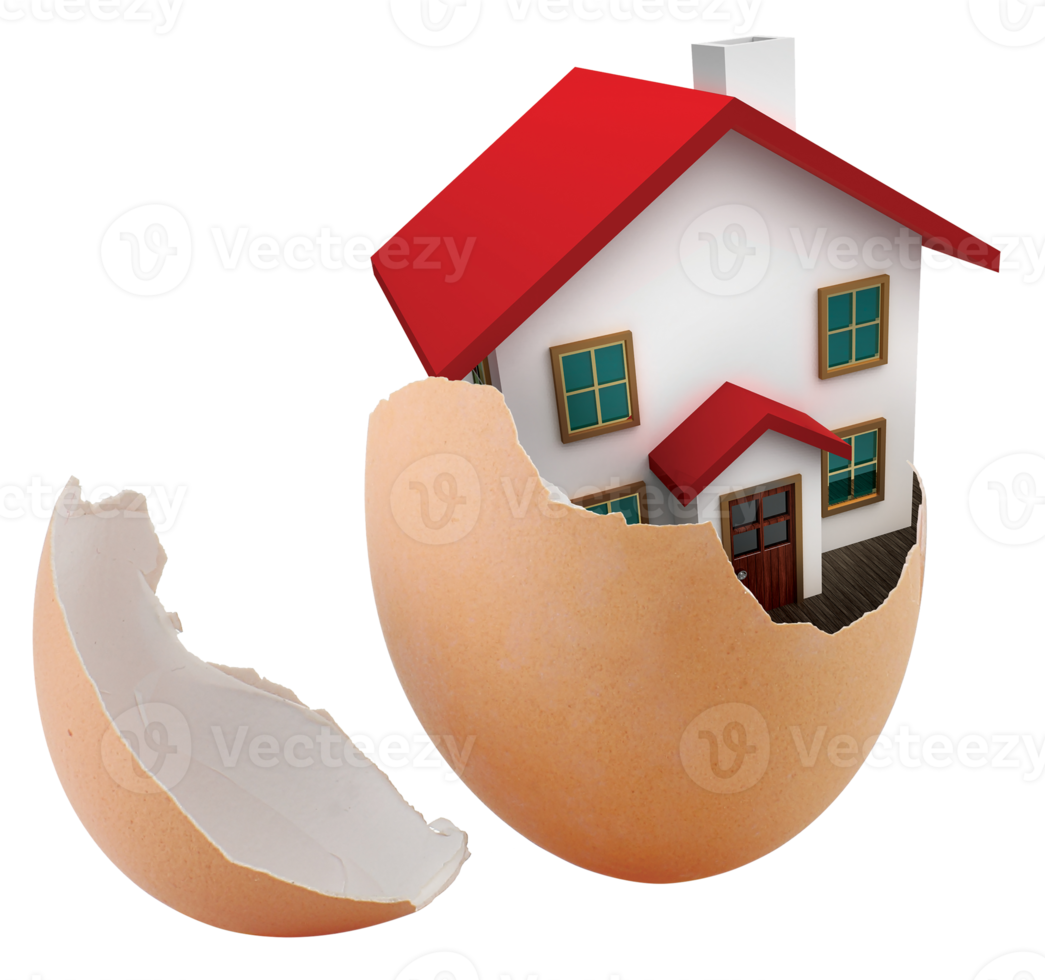casa dentro de cáscara de huevo png