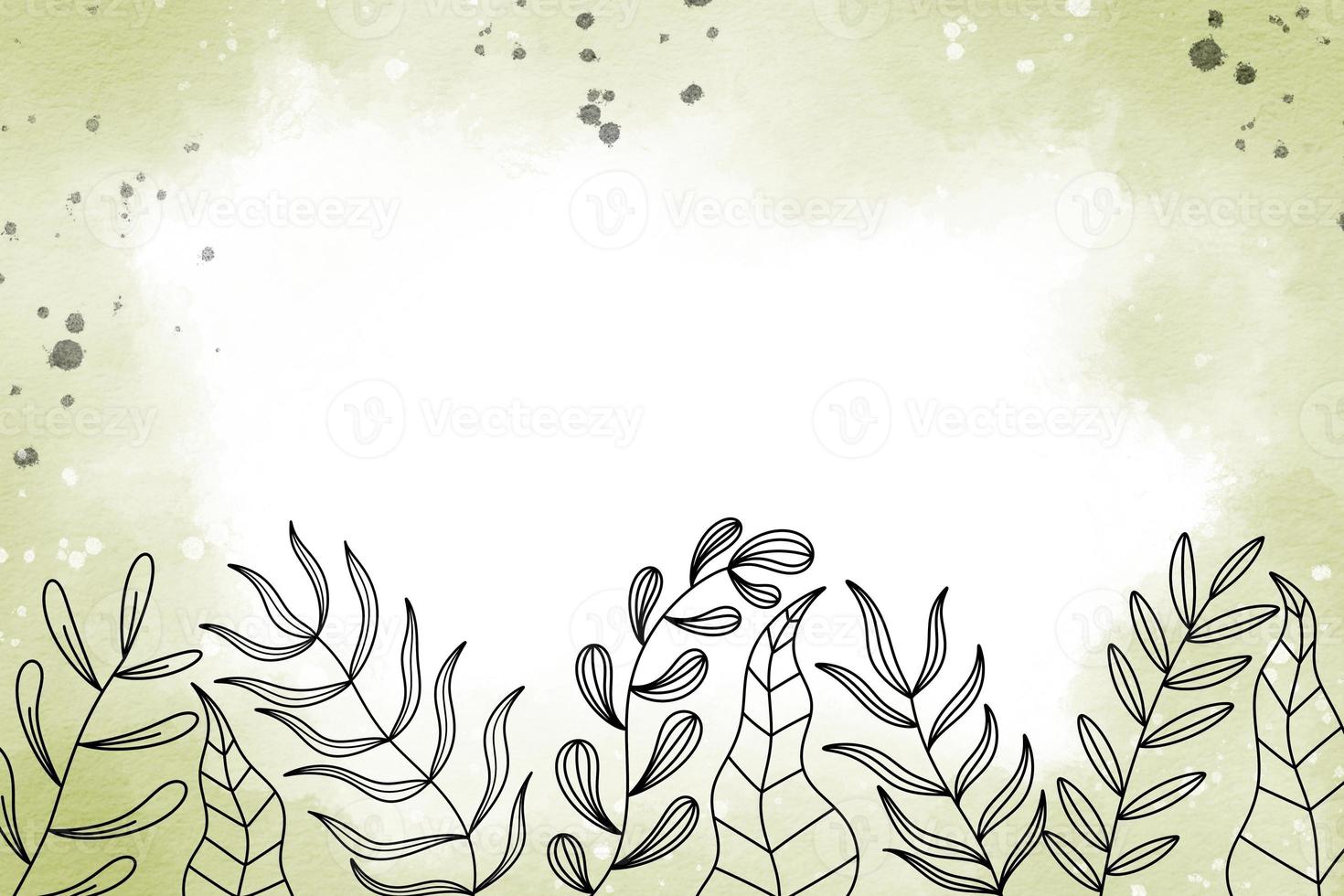 Green Watercolor abstract background leaves photo