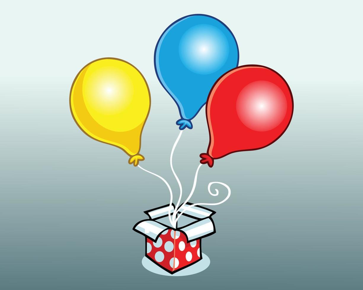 caja de globos de cumpleaños vector