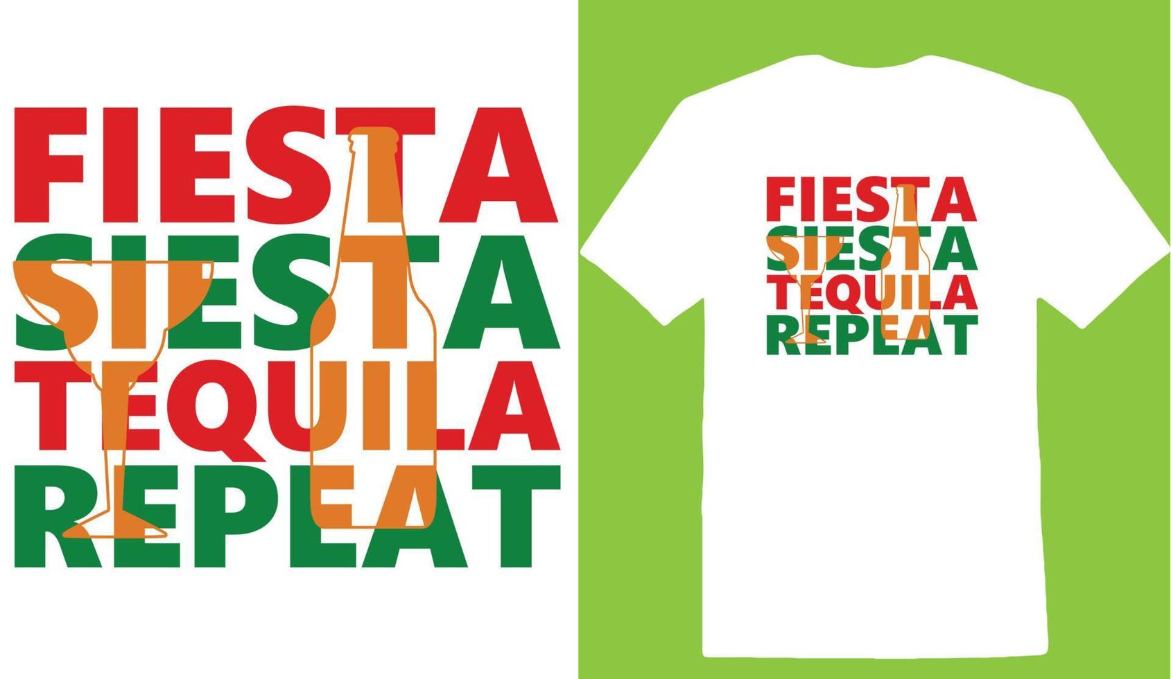 fiesta siesta tequila repetir cinco de diseño de camiseta vector