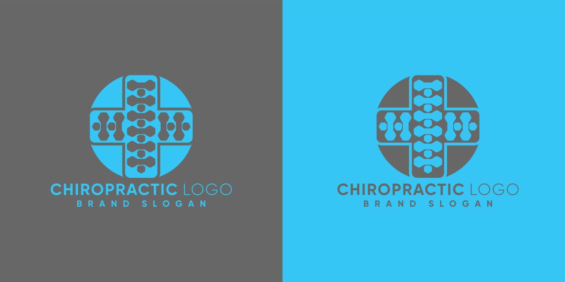 logotipo de quiropráctica con signo de médico vector premium de estilo moderno