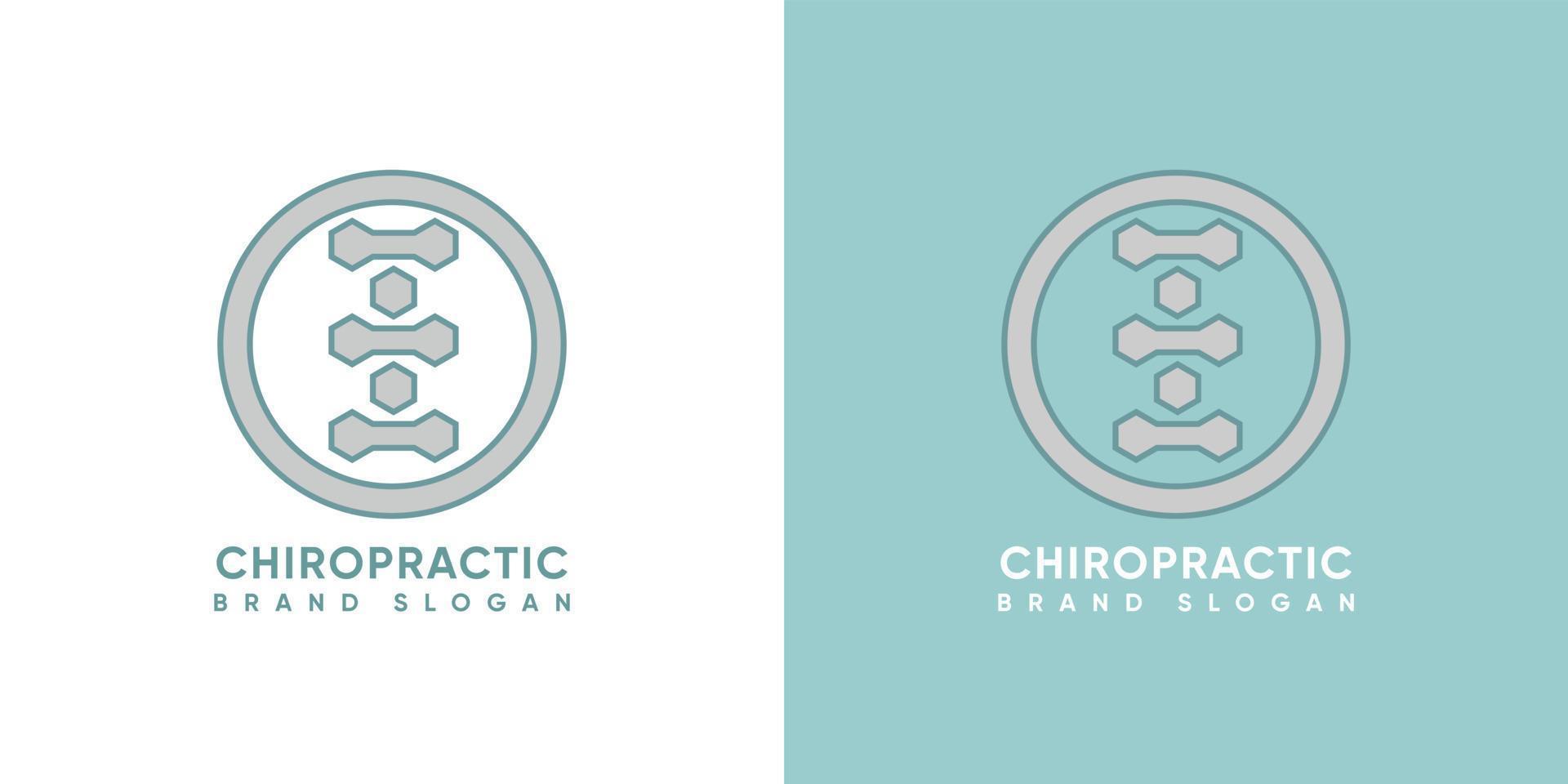 logotipo de quiropráctica de la columna vertebral con vector premium de estilo moderno