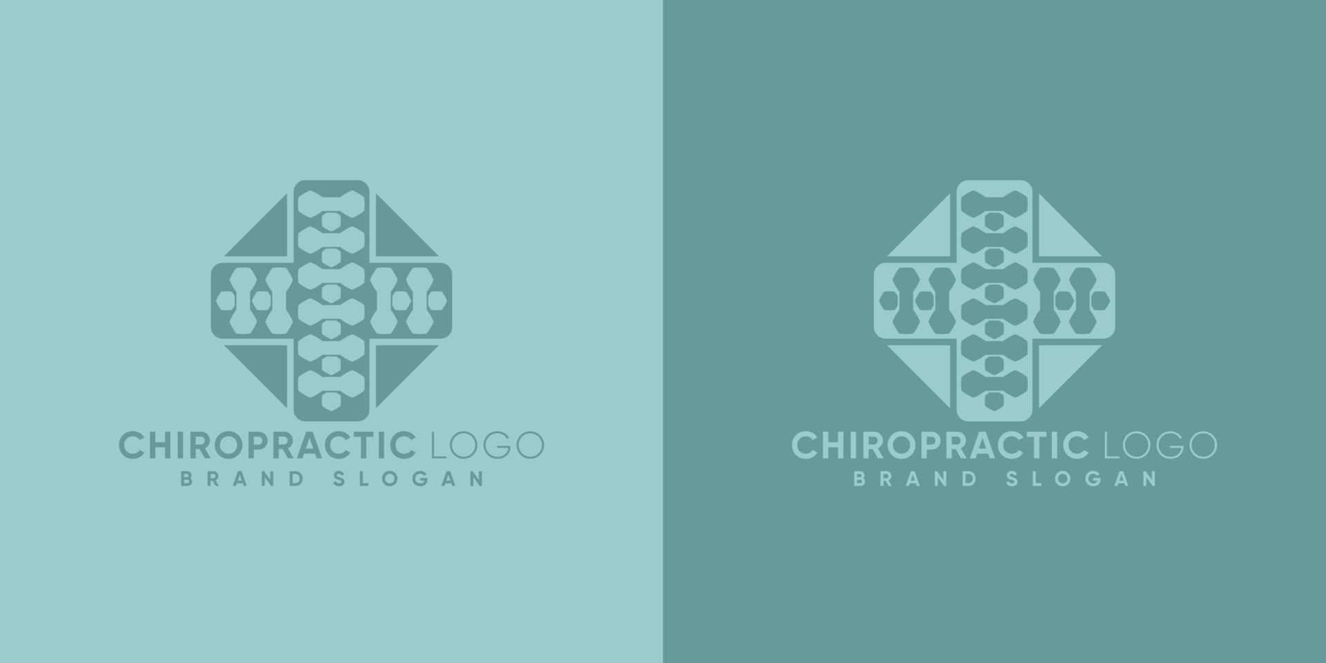 logotipo de quiropráctica con signo de médico vector premium de estilo moderno