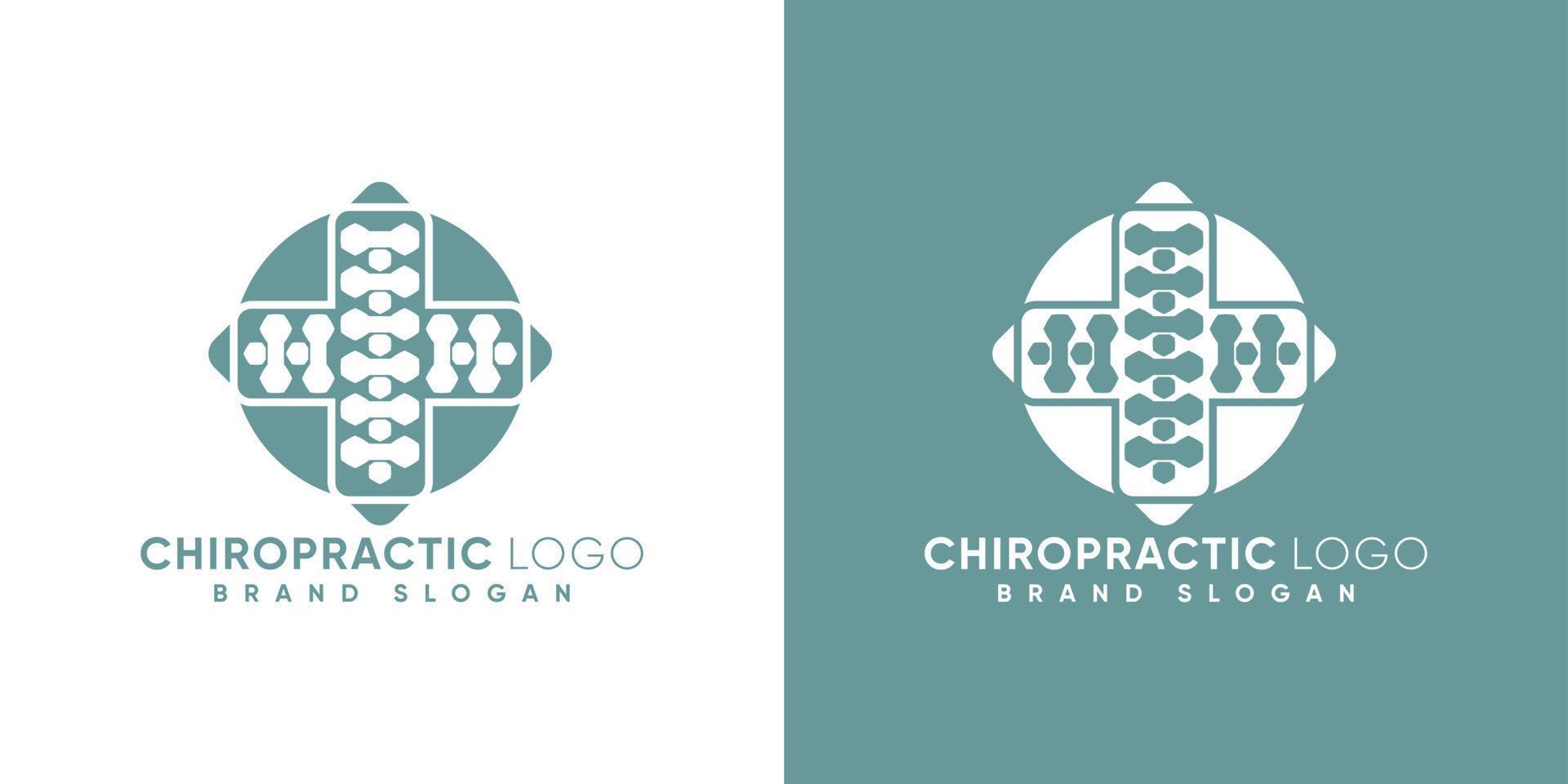 Chiropractic logo with medic sign  modern style premium vector