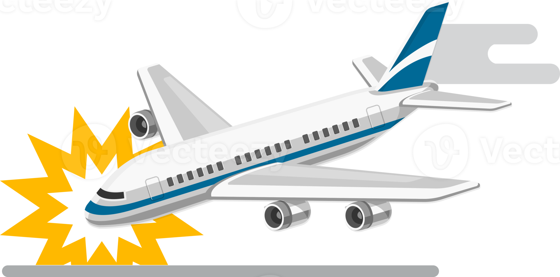 Plane crash flat color icon png