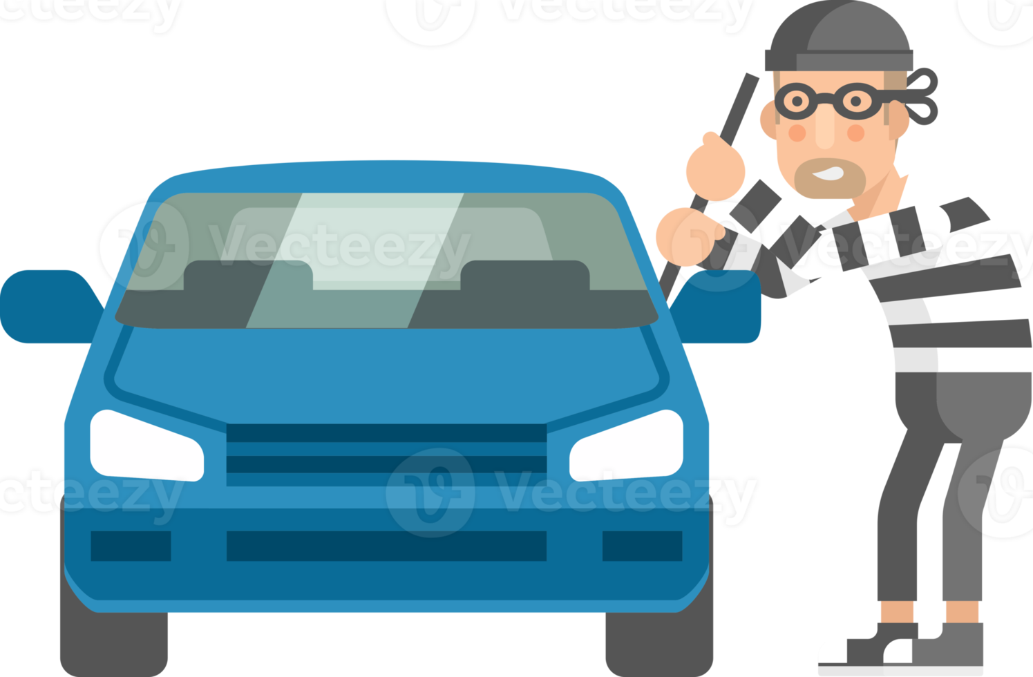 Car thief flat color icon png