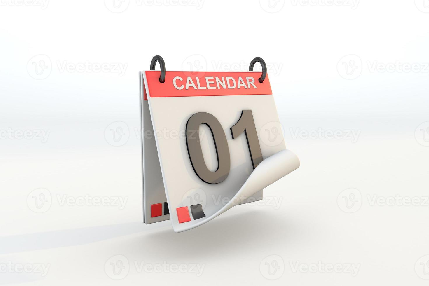 calendario 3d sobre fondo blanco foto