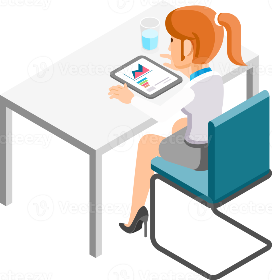 Businessman working isometric flat color png