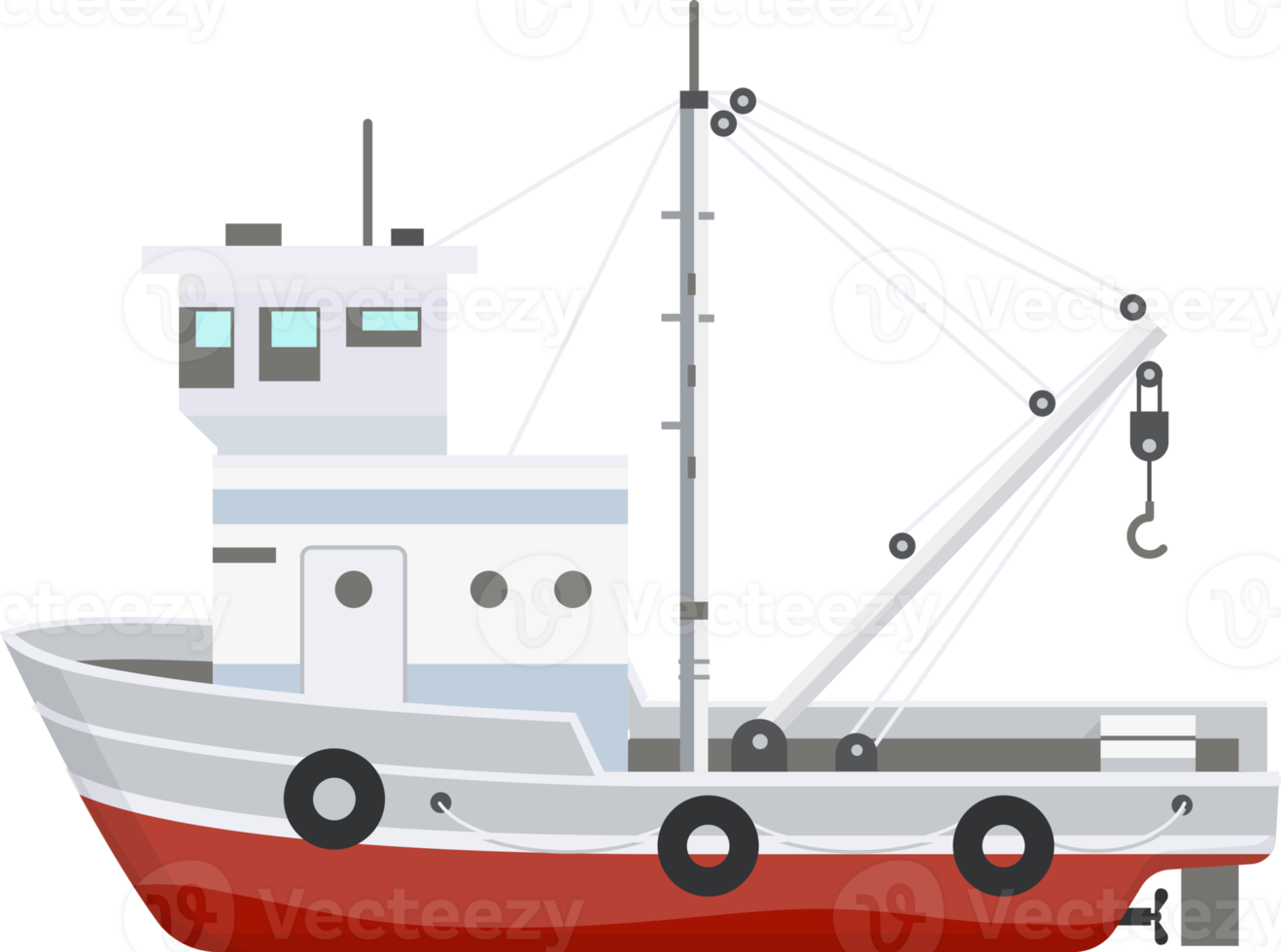 Fishing boat flat color png