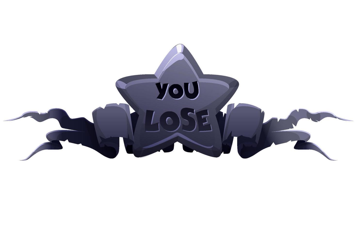 Black star badge you lose, Game award icon for 2D vector