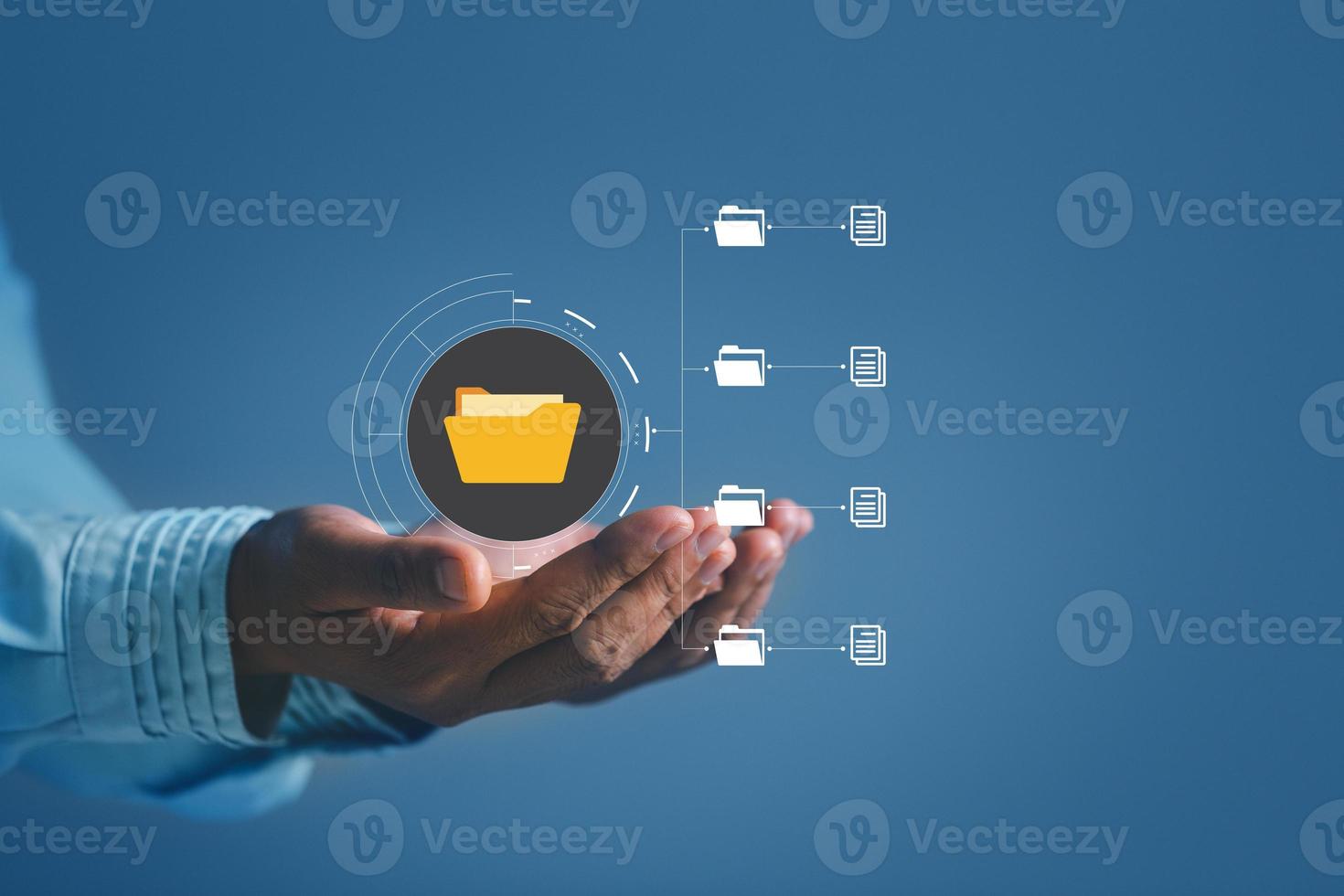 Online documentation database and process automation to efficiently manage files, IT staff working with Document Management System  Corporate business technology. Cognition on modern management. photo