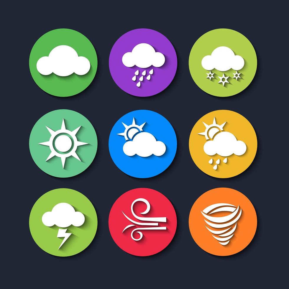 conjunto de iconos meteorológicos diseño plano vector