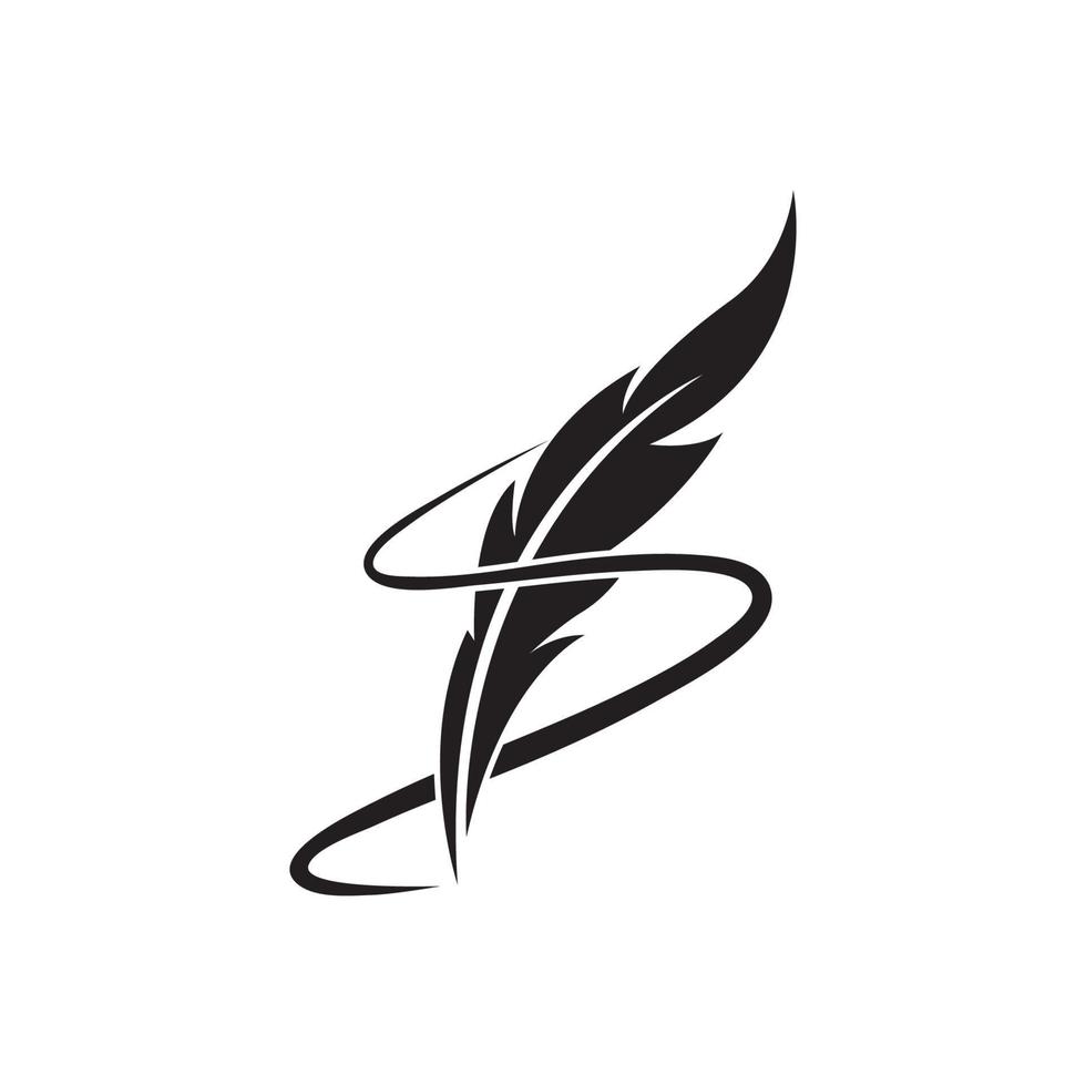 Feather quill design icon and logo illustration vector