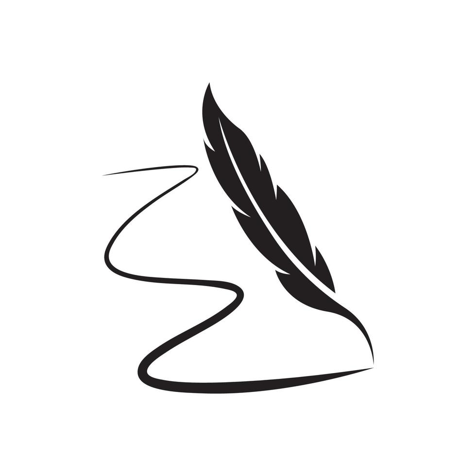 Feather quill design icon and logo illustration vector