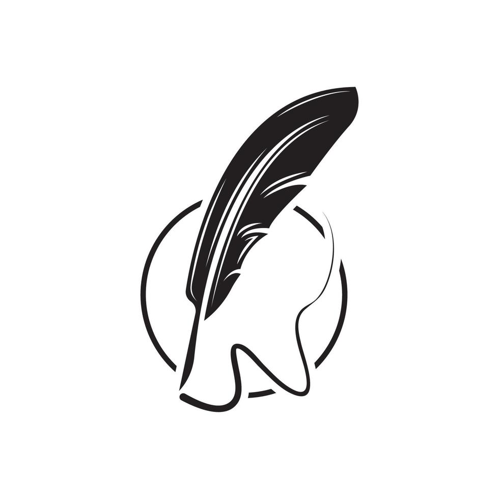 Feather quill design icon and logo illustration vector