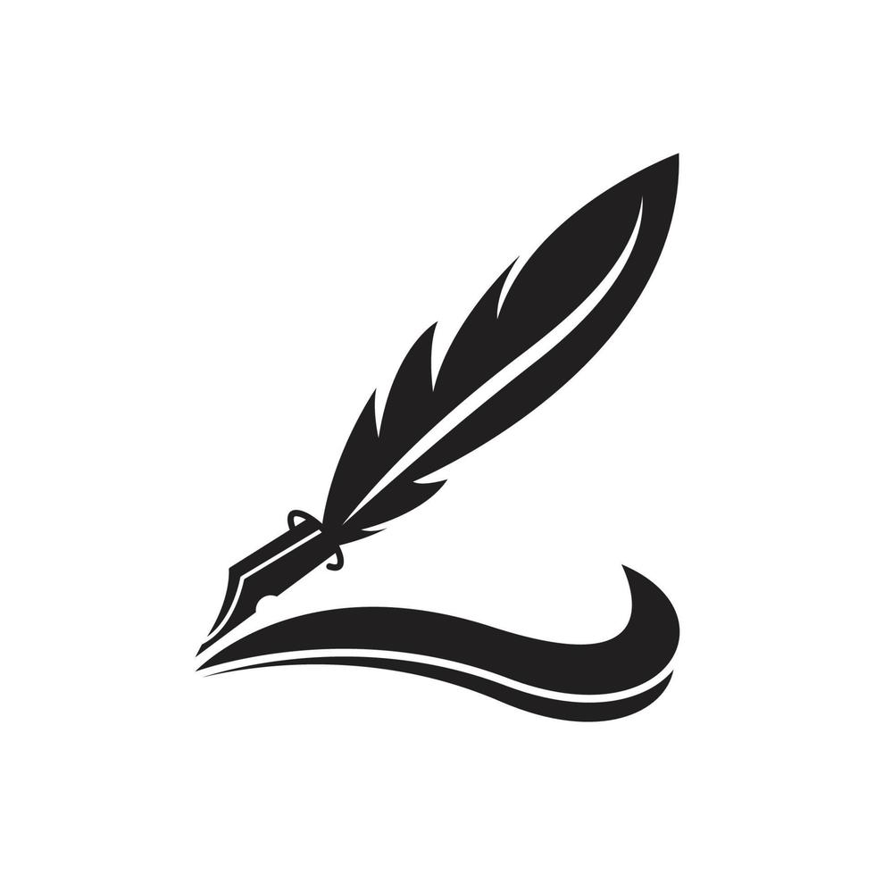 Feather quill design icon and logo illustration vector