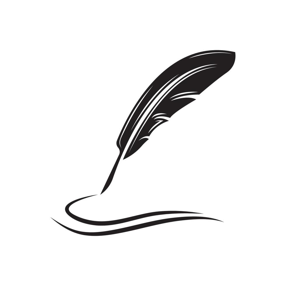 Feather quill design icon and logo illustration vector