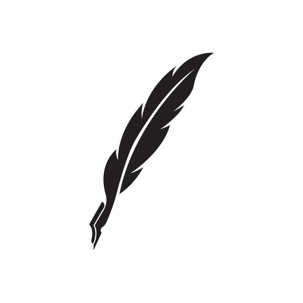 Feather quill design icon and logo illustration vector