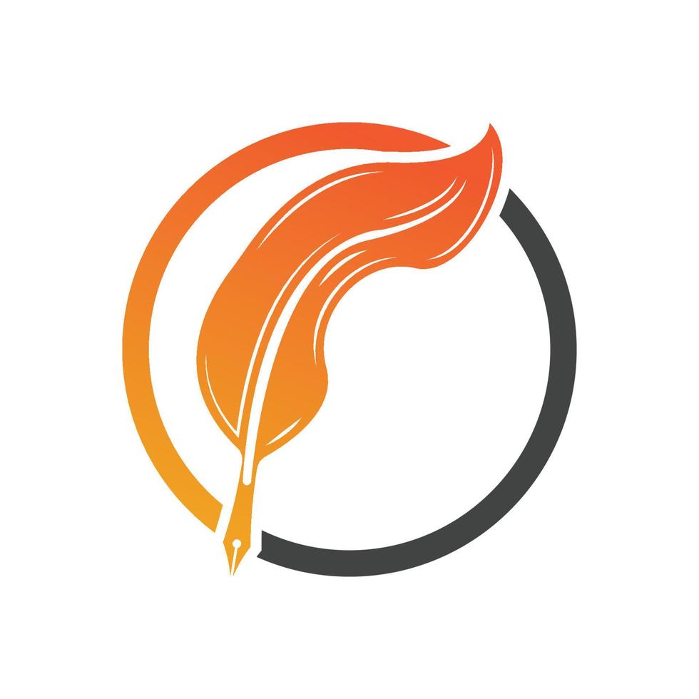 Feather quill design icon and logo illustration vector