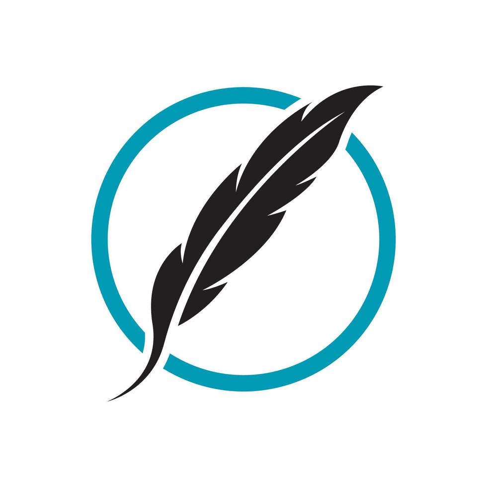 Feather quill design icon and logo illustration vector