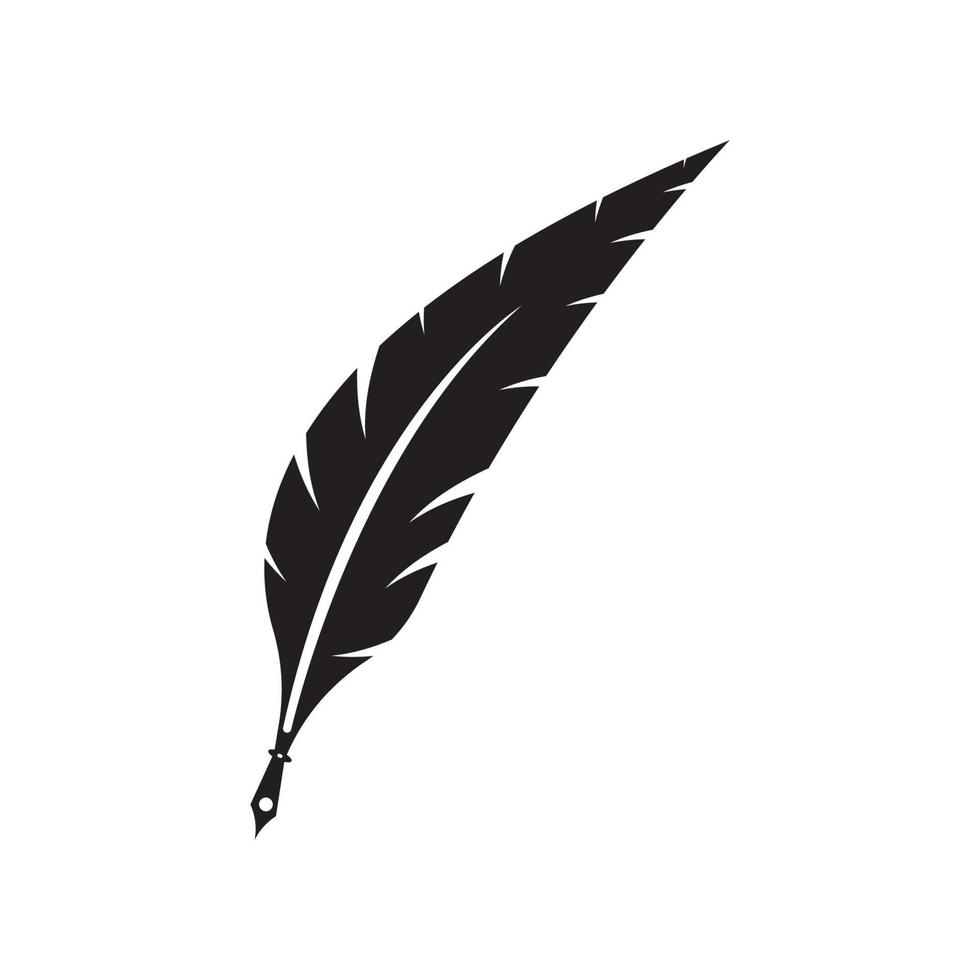 Feather quill design icon and logo illustration vector