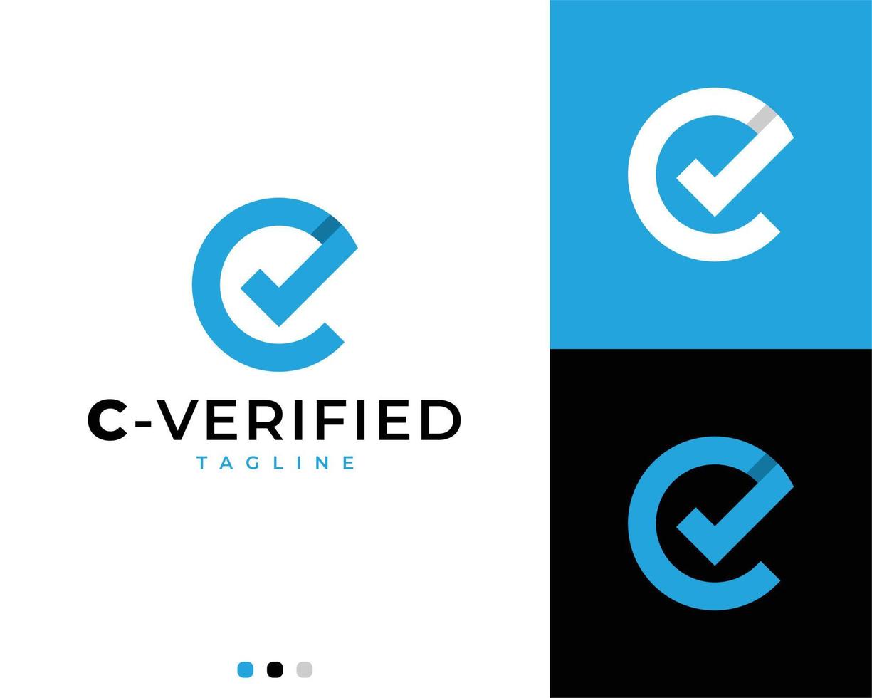 Letter C Checkmark Verified Logo Template vector
