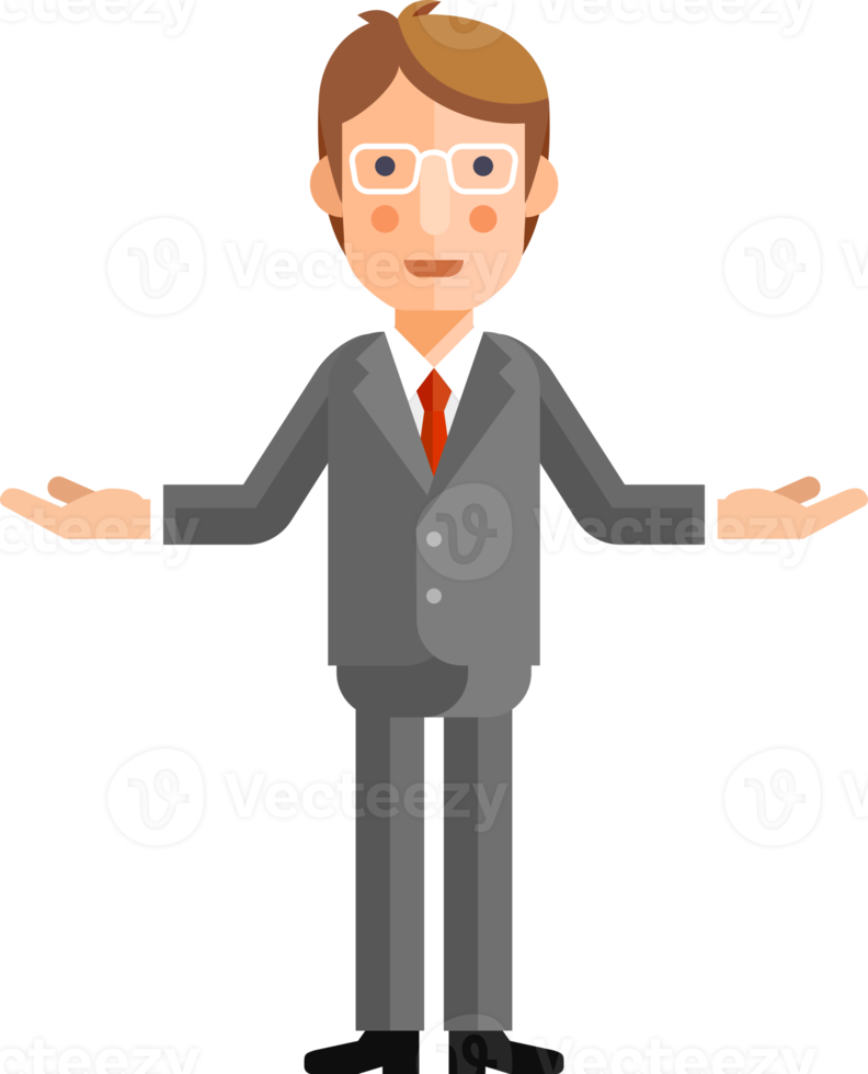 Businessman cartoon flat color png