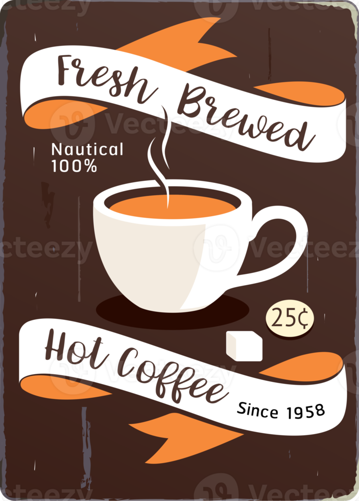 planche à café couleur vintage png