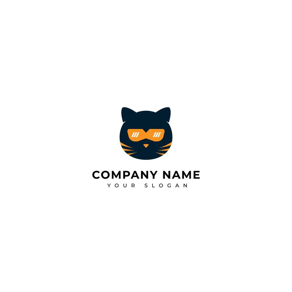 lindo gato ninja logo vector plantilla de diseño