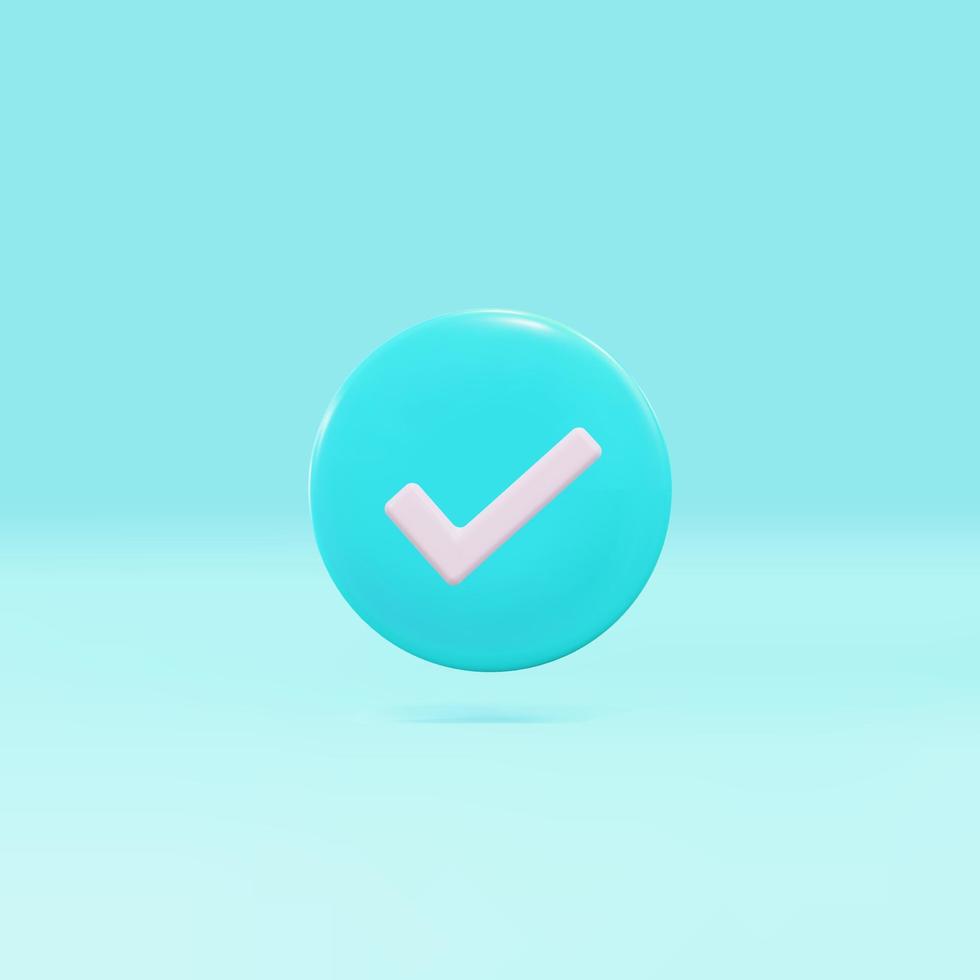 Bright, round check mark button, app icon. Vector illustration.