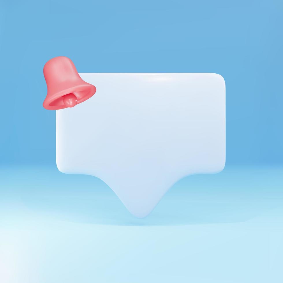 3d Empty reminder popup message, push notification icon. Vector illustration.