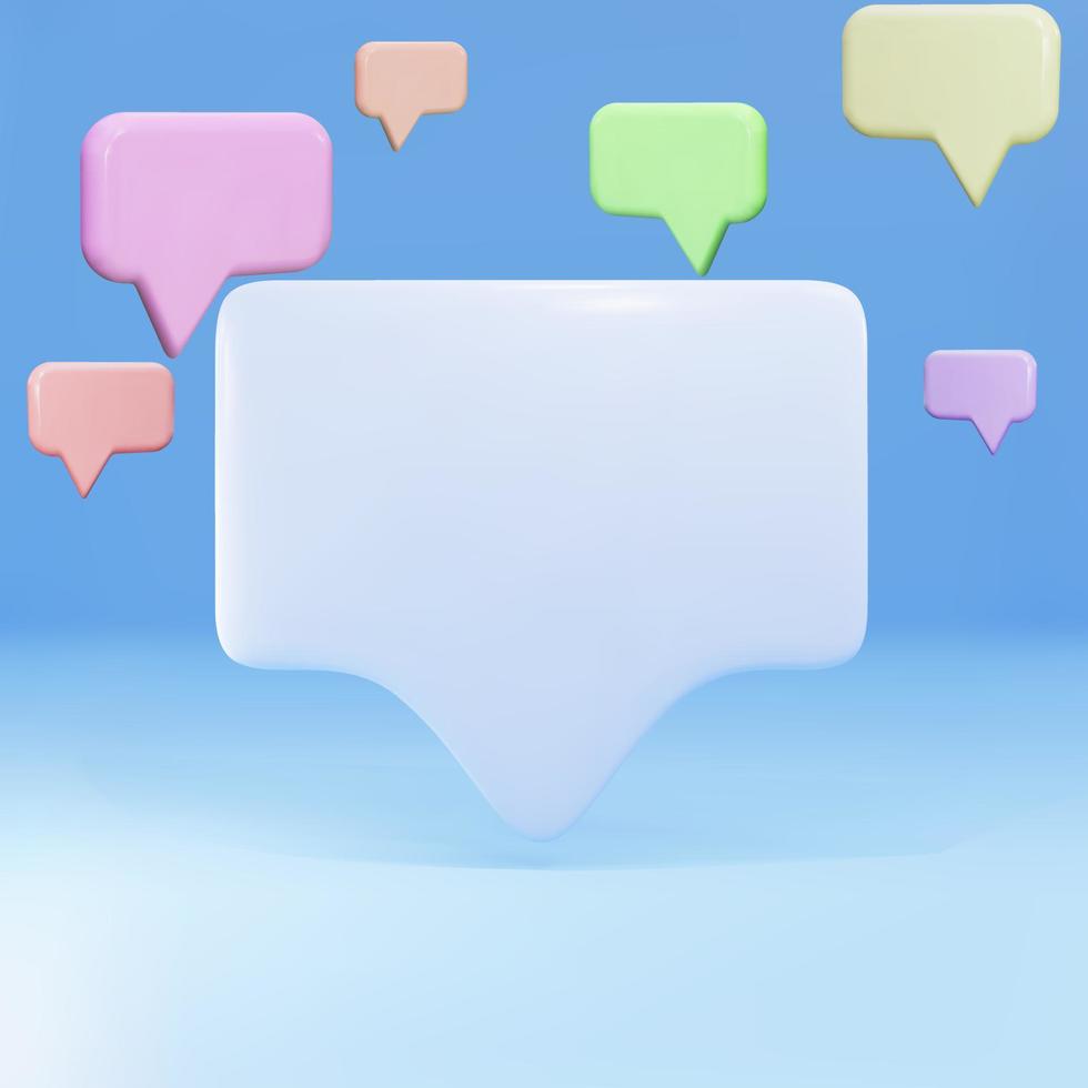 3d Empty popup message with speech bubbles. Vector illustration.