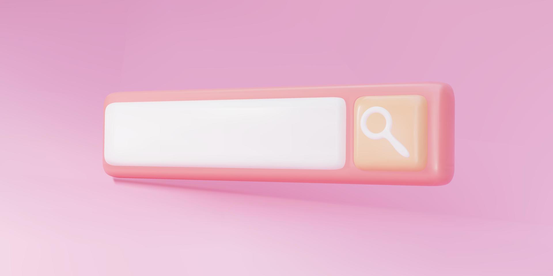 Minimal fallen blank search bar on pink background. web search concept. Vector illustration.
