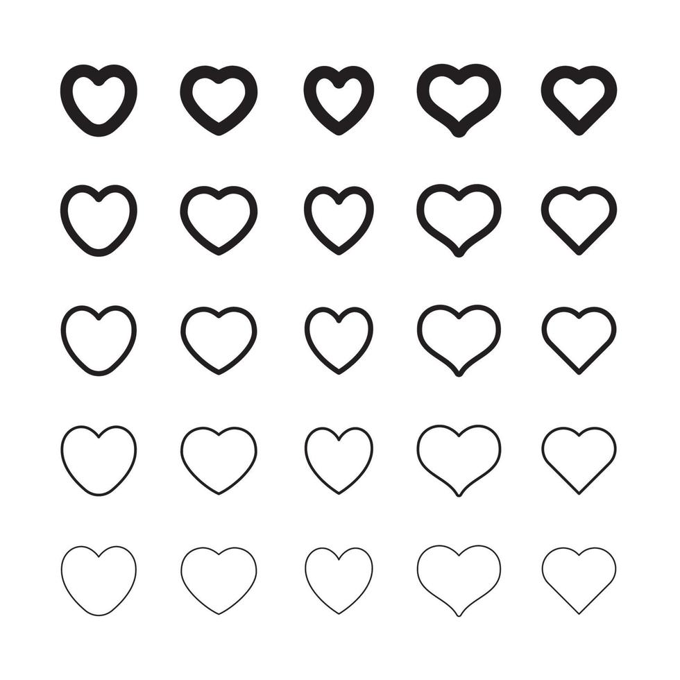 Heart shape icons. Hearts pictogram set. Symbol for valentine's day love. vector