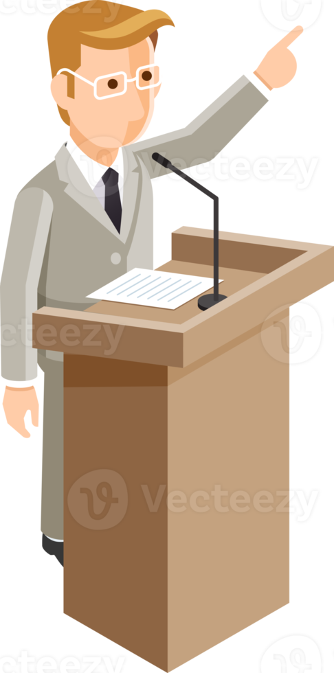 Businessman seminar isometric flat style png