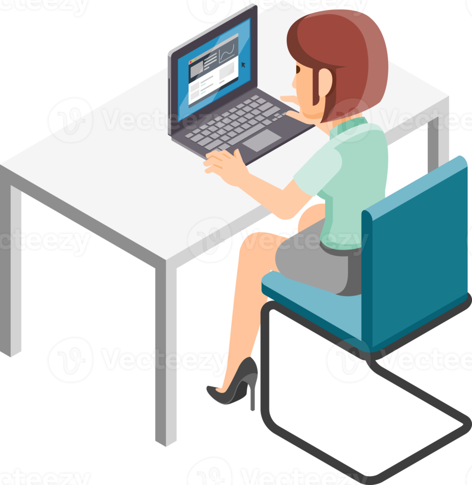 Business woman working isometric png