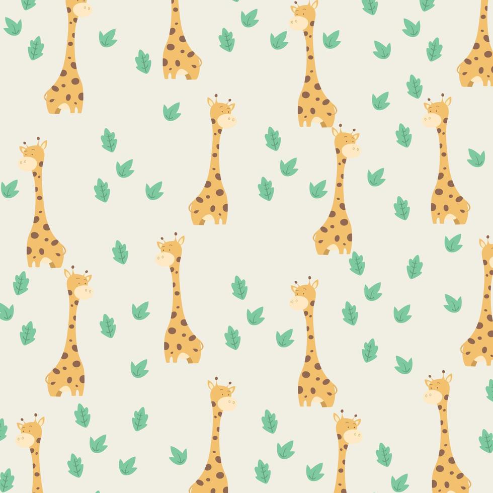 Cute giraffes on seamless pattern vector