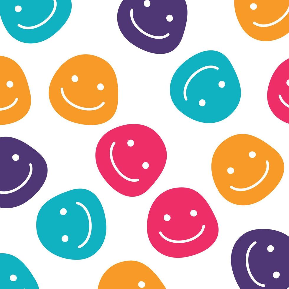 Vector seamless pattern with happy faces