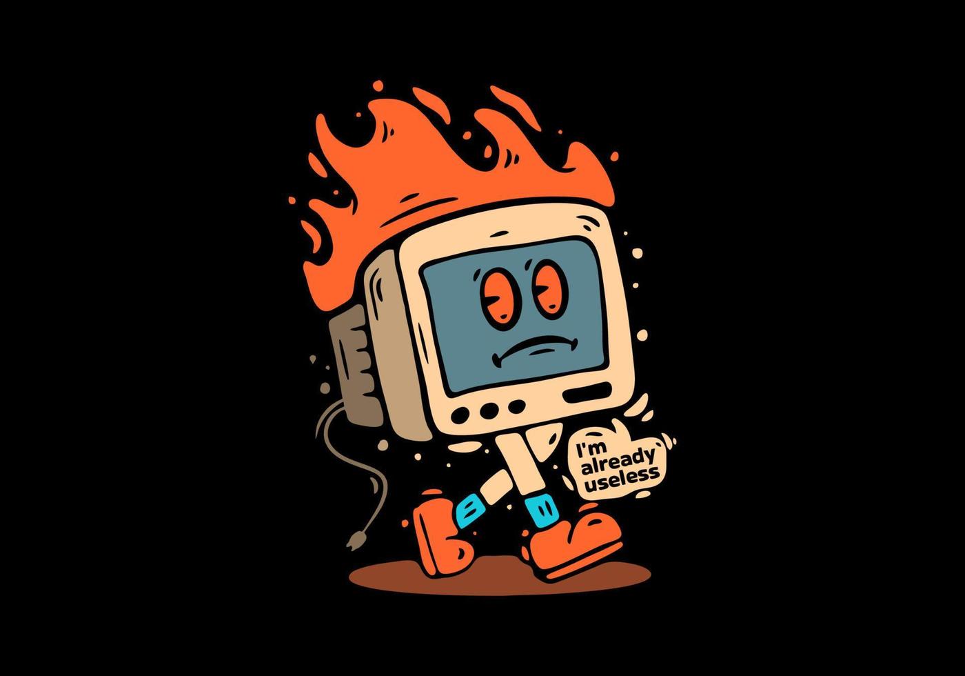 Mascot character of a walking monitor vector