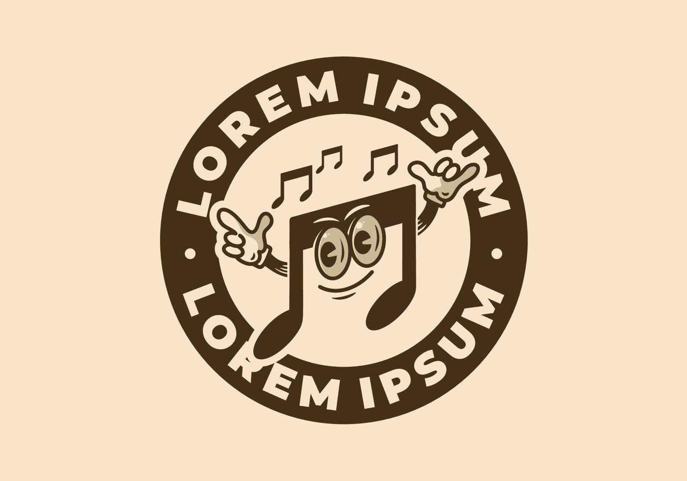 Music notes character mascot illustration badge vector