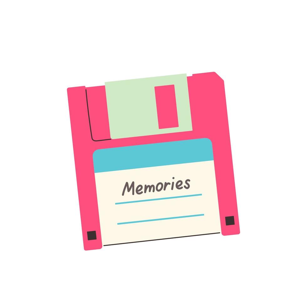 Floppy Disk Vector Illustration 80s 90s Flat Design. Vector illustration