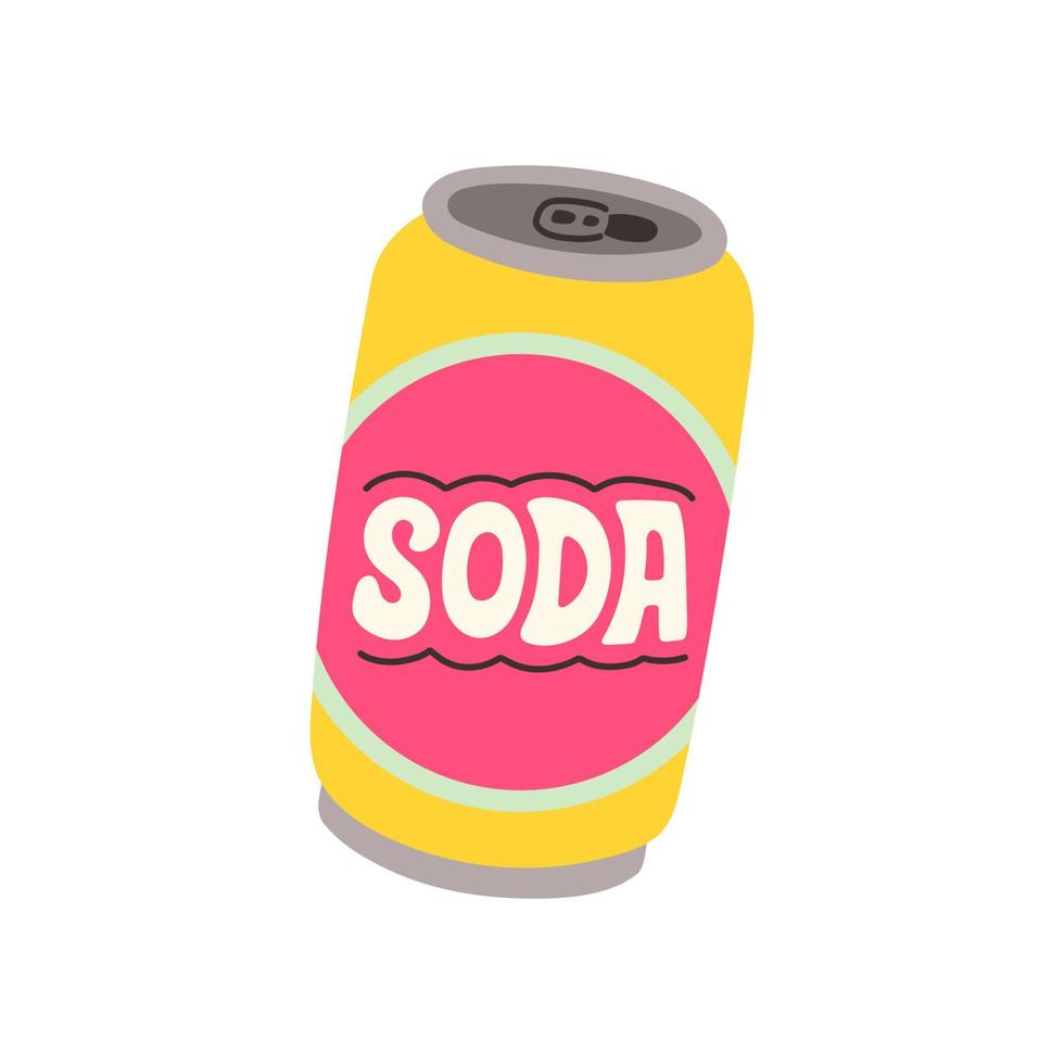 lata de refresco. vector dibujado a mano de refresco en latas de aluminio. agua carbonatada. ilustración de moda aislada