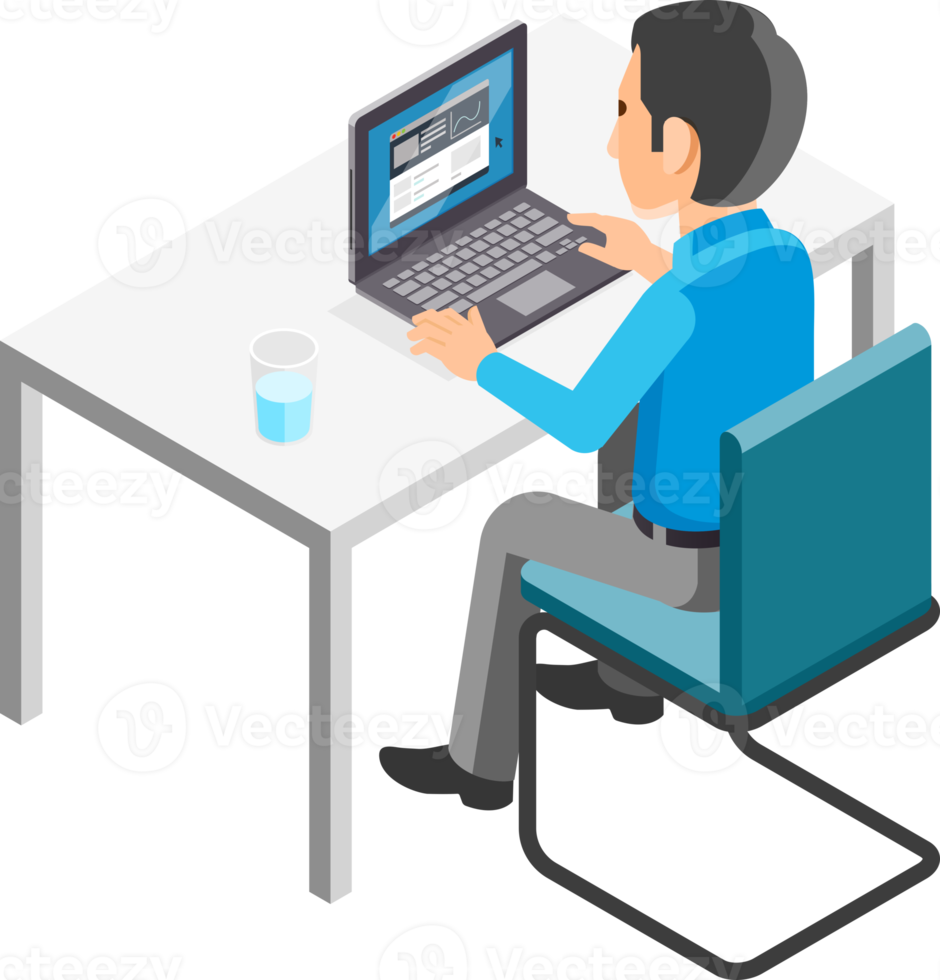 Businessman working isometric png