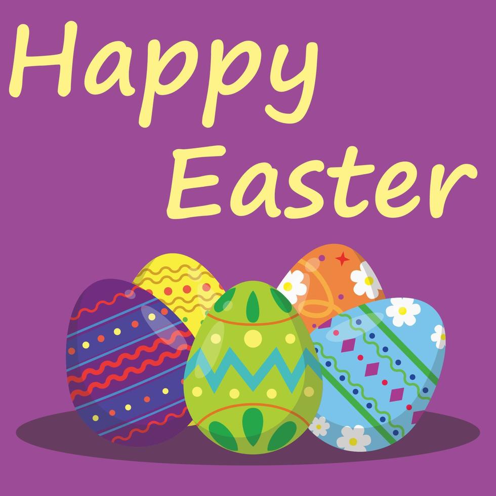 happy easter day on purple background vector illustration EPS10