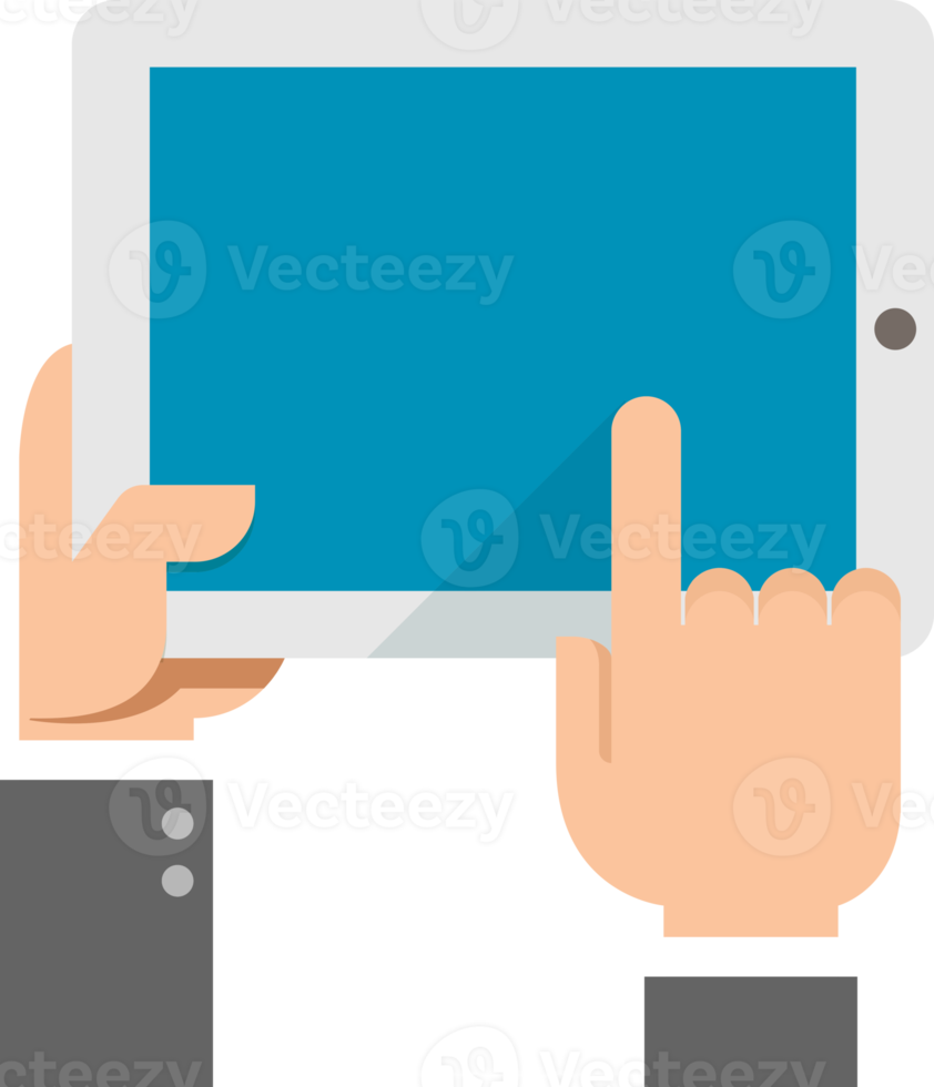 Hand playing tablet flat color png