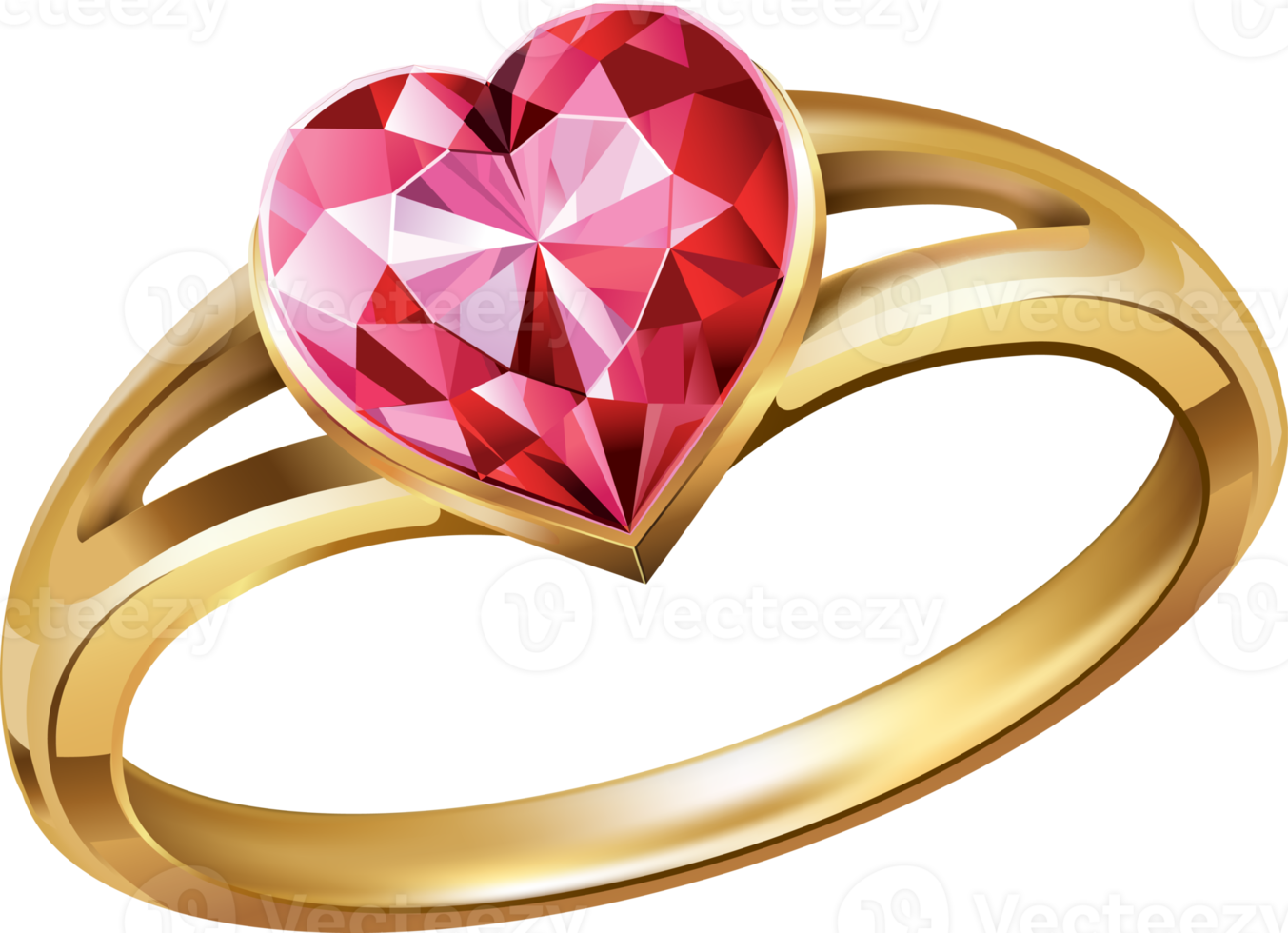 Diamond heart shape ring png