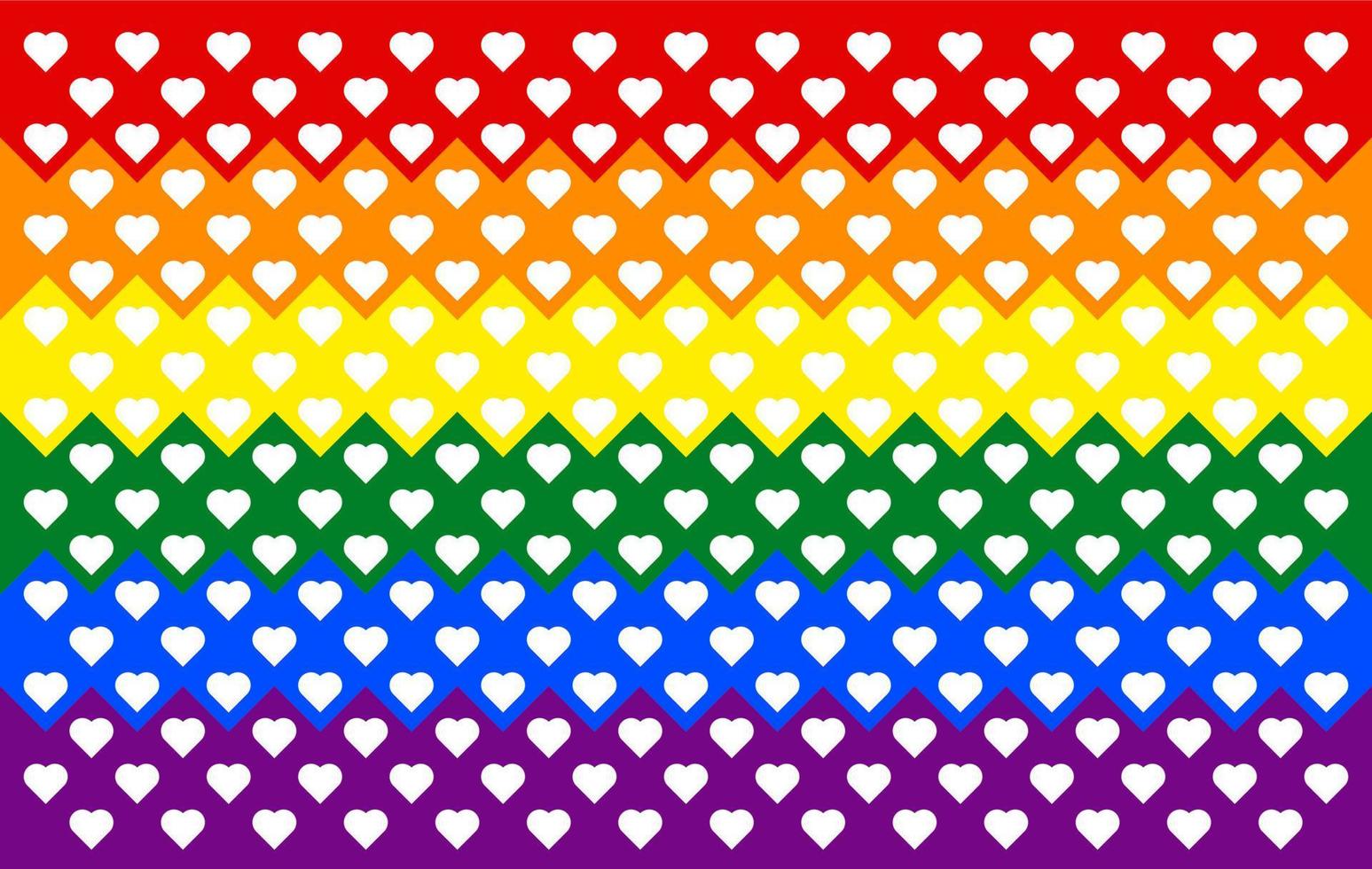 Homosexual valentine day concept. Gay and LGBTQIA pride flag. Rainbow color seamless heart shape background pattern. Design texture for fabric, banner, poster, backdrop, wall. Vector illustration.